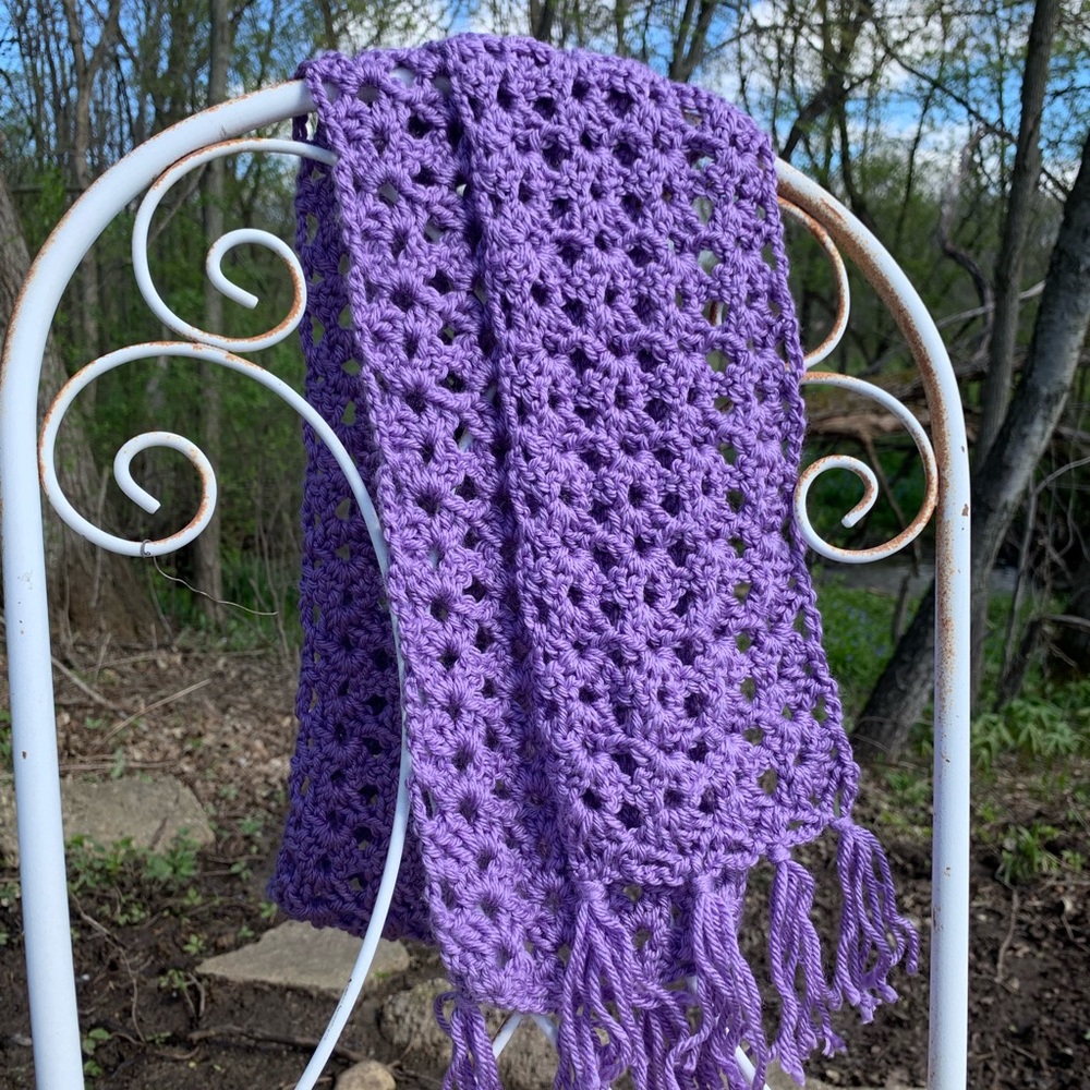 Handmade crochet scarf.